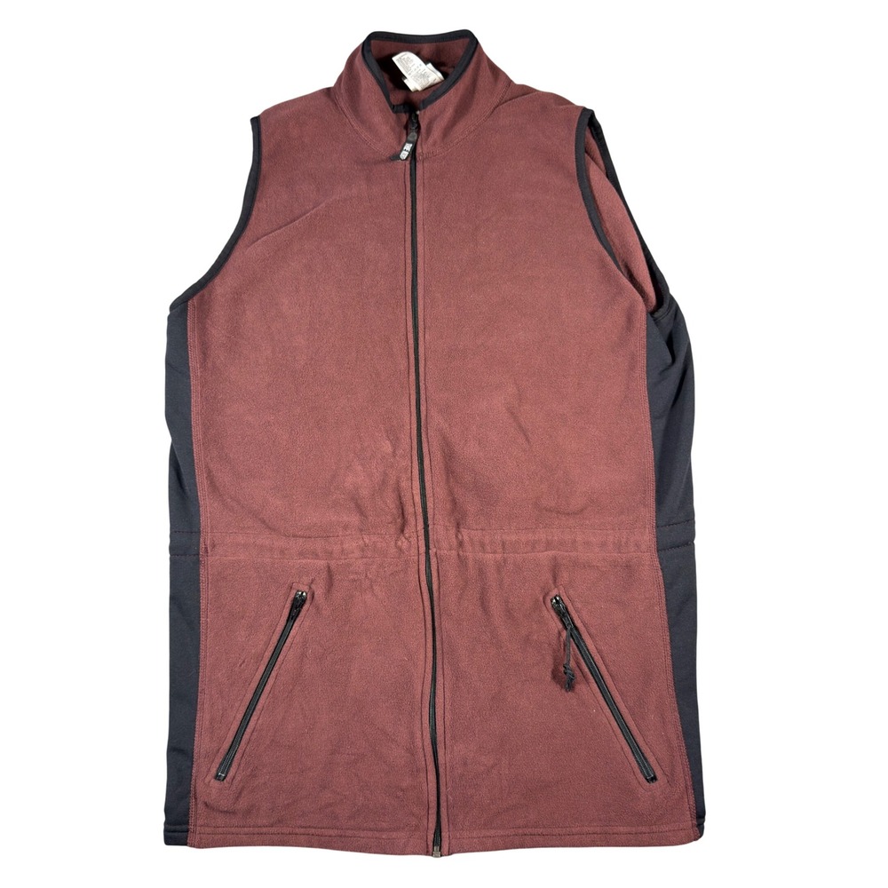The North Face Womens Fleece Vest Burgundy Black Full Zip Vintage USA Made Large